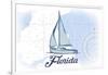 Florida - Sailboat - Blue - Coastal Icon-Lantern Press-Framed Art Print