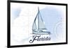 Florida - Sailboat - Blue - Coastal Icon-Lantern Press-Framed Art Print