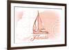 Florida - Sailboat - Coral - Coastal Icon-Lantern Press-Framed Art Print