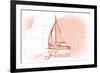 Florida - Sailboat - Coral - Coastal Icon-Lantern Press-Framed Art Print