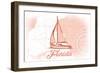 Florida - Sailboat - Coral - Coastal Icon-Lantern Press-Framed Art Print