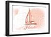 Florida - Sailboat - Coral - Coastal Icon-Lantern Press-Framed Art Print