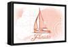 Florida - Sailboat - Coral - Coastal Icon-Lantern Press-Framed Stretched Canvas