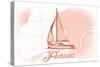 Florida - Sailboat - Coral - Coastal Icon-Lantern Press-Stretched Canvas