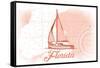 Florida - Sailboat - Coral - Coastal Icon-Lantern Press-Framed Stretched Canvas