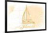 Florida - Sailboat - Yellow - Coastal Icon-Lantern Press-Framed Art Print