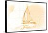 Florida - Sailboat - Yellow - Coastal Icon-Lantern Press-Framed Stretched Canvas