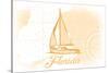 Florida - Sailboat - Yellow - Coastal Icon-Lantern Press-Stretched Canvas