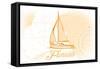 Florida - Sailboat - Yellow - Coastal Icon-Lantern Press-Framed Stretched Canvas