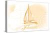 Florida - Sailboat - Yellow - Coastal Icon-Lantern Press-Stretched Canvas