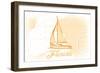 Florida - Sailboat - Yellow - Coastal Icon-Lantern Press-Framed Art Print