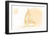 Florida - Sailboat - Yellow - Coastal Icon-Lantern Press-Framed Art Print