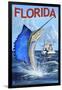 Florida - Sailfish Scene-Lantern Press-Framed Art Print