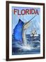 Florida - Sailfish Scene-Lantern Press-Framed Art Print