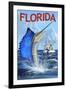 Florida - Sailfish Scene-Lantern Press-Framed Art Print