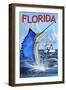 Florida - Sailfish Scene-Lantern Press-Framed Art Print