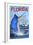 Florida - Sailfish Scene-Lantern Press-Framed Art Print