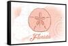 Florida - Sand Dollar - Coral - Coastal Icon-Lantern Press-Framed Stretched Canvas