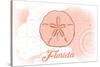 Florida - Sand Dollar - Coral - Coastal Icon-Lantern Press-Stretched Canvas