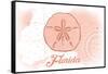 Florida - Sand Dollar - Coral - Coastal Icon-Lantern Press-Framed Stretched Canvas