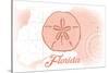 Florida - Sand Dollar - Coral - Coastal Icon-Lantern Press-Stretched Canvas