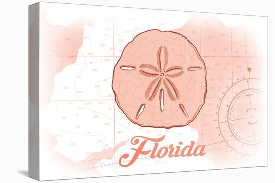 Florida - Sand Dollar - Coral - Coastal Icon-Lantern Press-Stretched Canvas