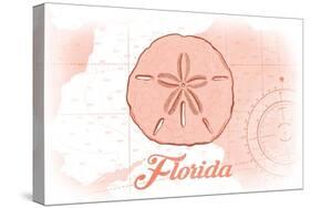 Florida - Sand Dollar - Coral - Coastal Icon-Lantern Press-Stretched Canvas