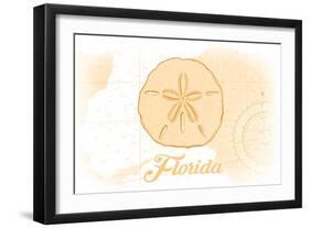 Florida - Sand Dollar - Yellow - Coastal Icon-Lantern Press-Framed Art Print