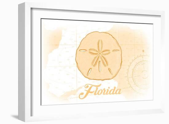 Florida - Sand Dollar - Yellow - Coastal Icon-Lantern Press-Framed Art Print