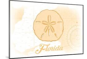 Florida - Sand Dollar - Yellow - Coastal Icon-Lantern Press-Mounted Art Print
