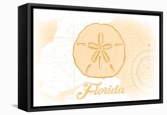 Florida - Sand Dollar - Yellow - Coastal Icon-Lantern Press-Framed Stretched Canvas