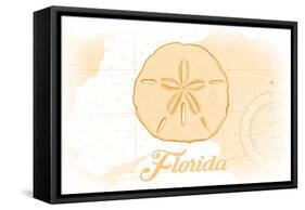 Florida - Sand Dollar - Yellow - Coastal Icon-Lantern Press-Framed Stretched Canvas