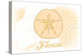 Florida - Sand Dollar - Yellow - Coastal Icon-Lantern Press-Stretched Canvas