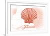 Florida - Scallop Shell - Coral - Coastal Icon-Lantern Press-Framed Art Print