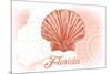 Florida - Scallop Shell - Coral - Coastal Icon-Lantern Press-Mounted Art Print