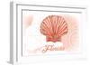 Florida - Scallop Shell - Coral - Coastal Icon-Lantern Press-Framed Art Print