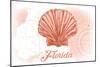 Florida - Scallop Shell - Coral - Coastal Icon-Lantern Press-Mounted Art Print