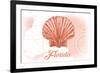 Florida - Scallop Shell - Coral - Coastal Icon-Lantern Press-Framed Premium Giclee Print