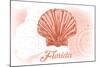 Florida - Scallop Shell - Coral - Coastal Icon-Lantern Press-Mounted Art Print