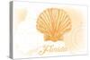 Florida - Scallop Shell - Yellow - Coastal Icon-Lantern Press-Stretched Canvas