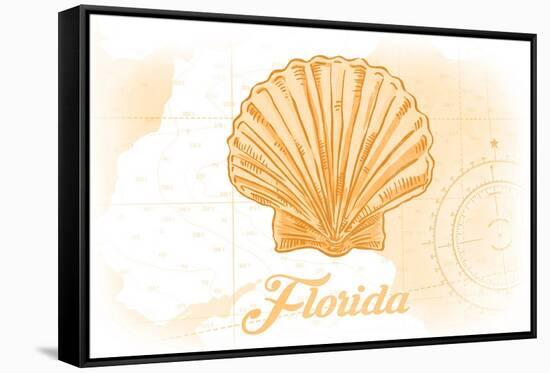 Florida - Scallop Shell - Yellow - Coastal Icon-Lantern Press-Framed Stretched Canvas