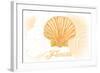 Florida - Scallop Shell - Yellow - Coastal Icon-Lantern Press-Framed Art Print