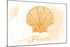 Florida - Scallop Shell - Yellow - Coastal Icon-Lantern Press-Mounted Art Print