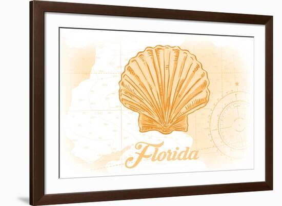 Florida - Scallop Shell - Yellow - Coastal Icon-Lantern Press-Framed Art Print