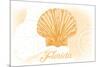 Florida - Scallop Shell - Yellow - Coastal Icon-Lantern Press-Mounted Art Print