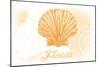 Florida - Scallop Shell - Yellow - Coastal Icon-Lantern Press-Mounted Art Print