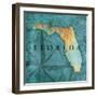 Florida Sea Map-Jace Grey-Framed Art Print