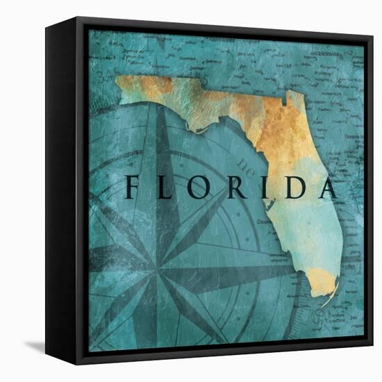 Florida Sea Map-Jace Grey-Framed Stretched Canvas
