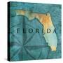 Florida Sea Map-Jace Grey-Stretched Canvas