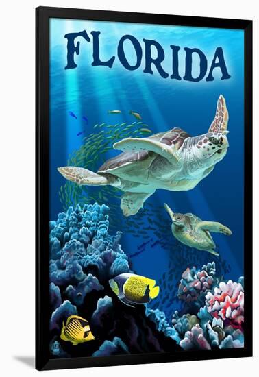 Florida - Sea Turtles-Lantern Press-Framed Art Print